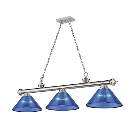 Z-Lite Cordon 3 Light Billiard, Brushed Nickel & Dark Blue 2306-3BN-ARDB